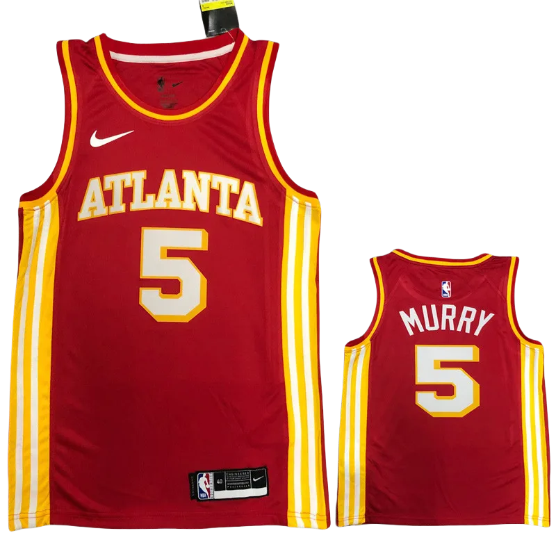 HAWKS MURRY #5 Red Top Quality Hot Pressing NBA Jersey (Trapeze Edition)