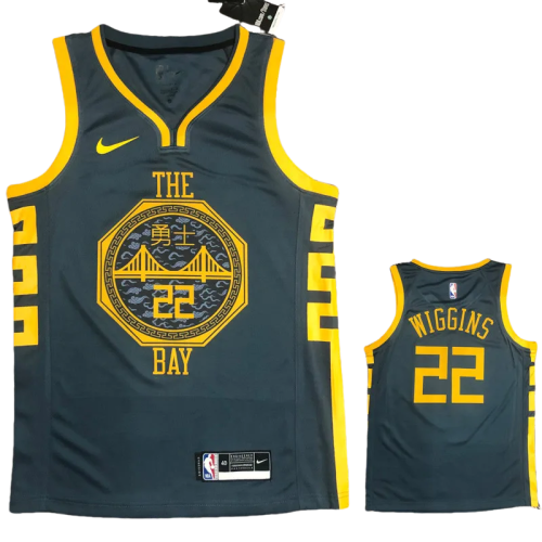 2018 WARRIORS WIGGINS #22 Black Gray Top Quality Hot Pressing NBA Jersey