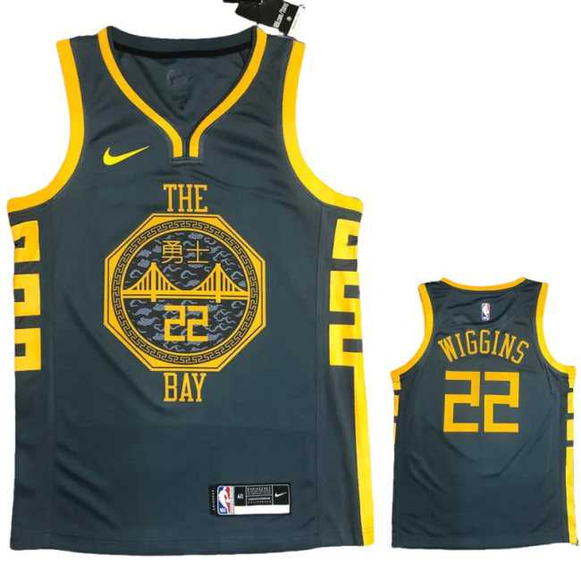 2018 WARRIORS WIGGINS #22 Black Gray Top Quality Hot Pressing NBA Jersey