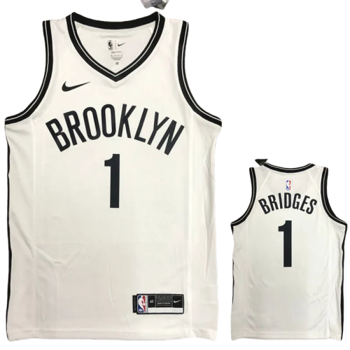NETS BRIDGES #1 White Top Quality Hot Pressing NBA Jersey