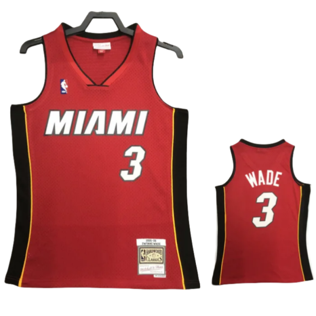 2005-06 Miami Heat WADE #3 Red Retro Top Quality Hot Pressin g NBA Jersey