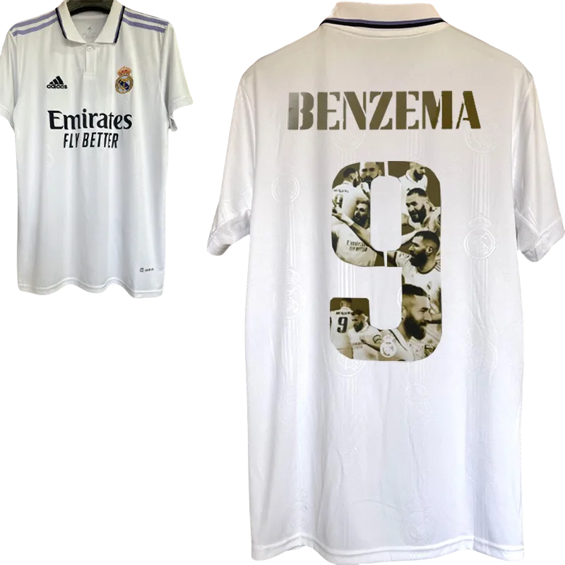 22-23 Real Madrid  BENZEMA #9 Golden Ball  Home Fans Soccer Jersey