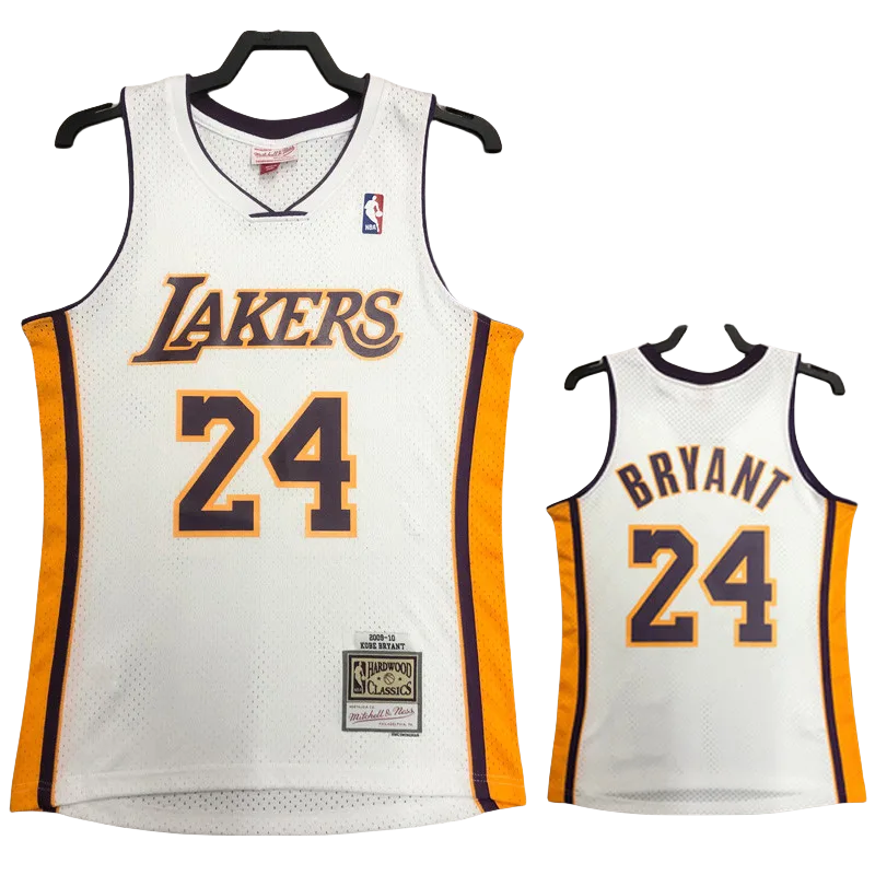 2009-10 LAKERS BRYANT #24 White Retro Top Quality Hot Pressing NBA Jersey