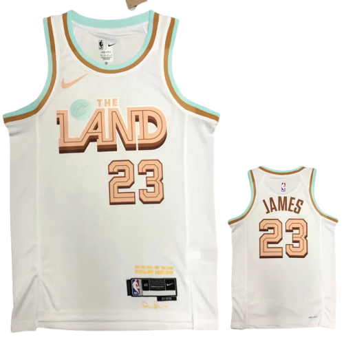 22-23 Cleveland Cavaliers JAMES #23 White City Edition Top Quality Hot Pressing NBA Jersey