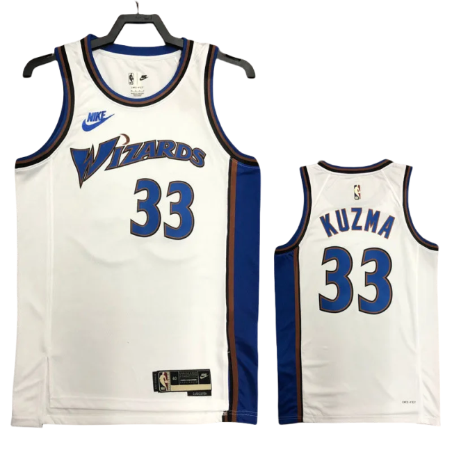 22-23 Wizards KUZMA #33 White Top Quality Hot Pressing NBA Jersey (Retro Logo)