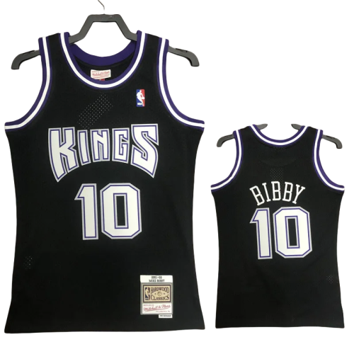 2001 Kings BIBBY #10 Black Retro Top Quality Hot Pressing NBA Jersey