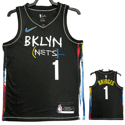 NETS BRIDGES #1 Black Top Quality Hot Pressing NBA Jersey