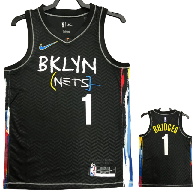 NETS BRIDGES #1 Black Top Quality Hot Pressing NBA Jersey
