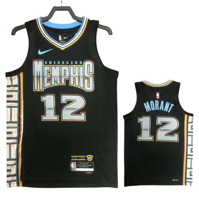 22-23 Grizzlies MORANT #12 Black City Edition Top Quality Hot Pressing NBA Jersey