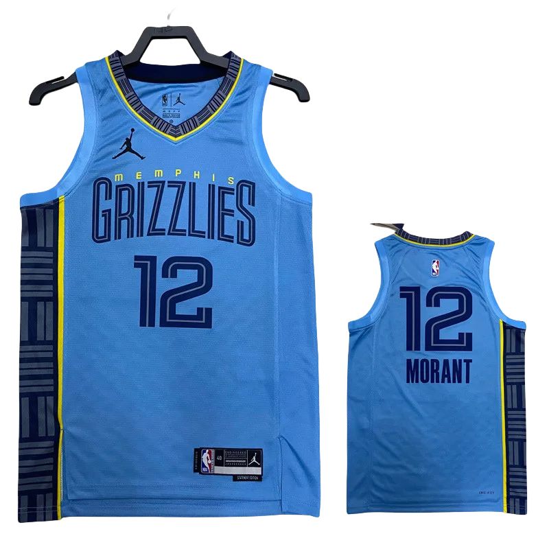 22-23 GRIZZLIES MORANT #12 Blue Top Quality Hot Pressing NBA Jersey (Trapeze Edition)