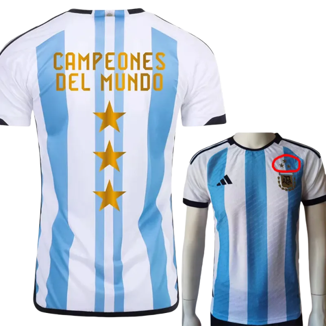 22-23 CAMPEONES DEL MUNDO 3 Stars Argentina Home Player Version Soccer Jersey