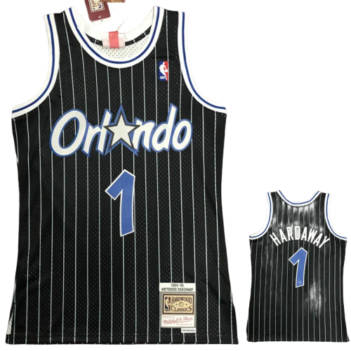 1995 Magic HARDAWAY #01 Black Retro Top Quality Hot Pressing NBA Jersey