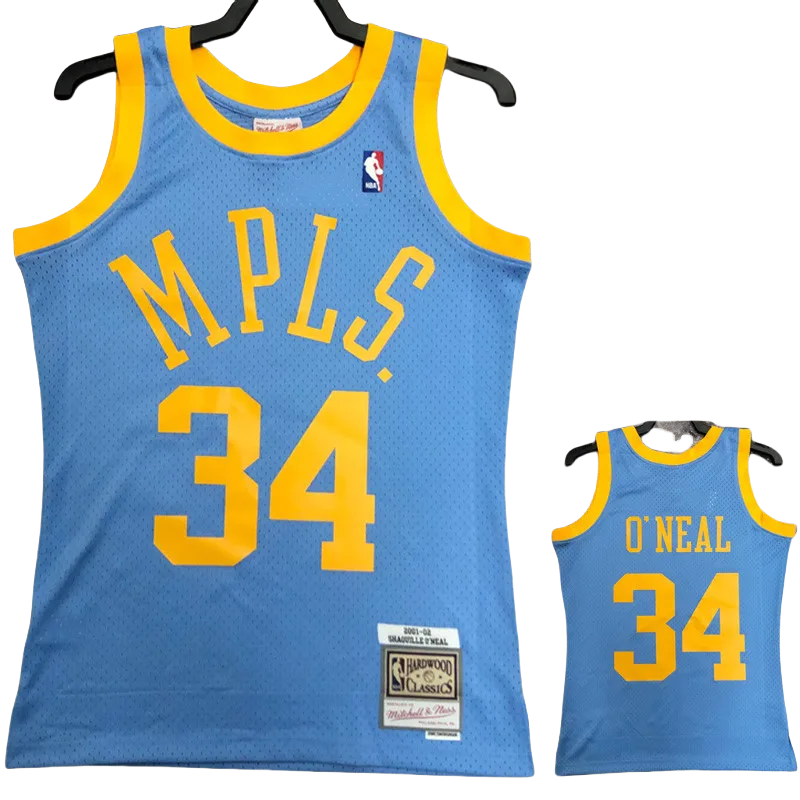2002 LAKERS O'NEAL #34 Light blue Retro Top Quality Hot Pressing NBA Jersey