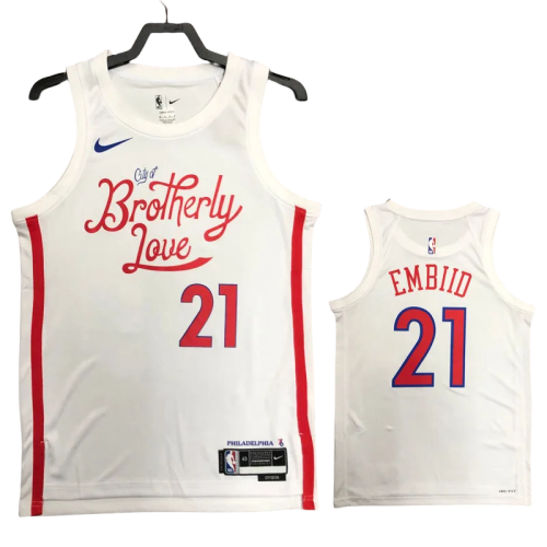 22-23 76ERS EMBIID #21 White City Edition Top Quality Hot Pressing NBA Jersey