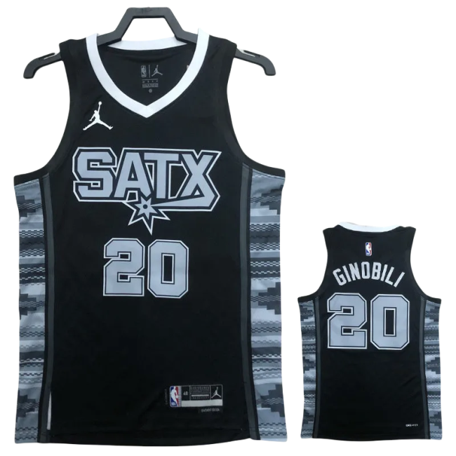 22-23 SA Spurs GINOBILI #20 Black Top Quality Hot Pressing NBA Jersey (Trapeze Edition)