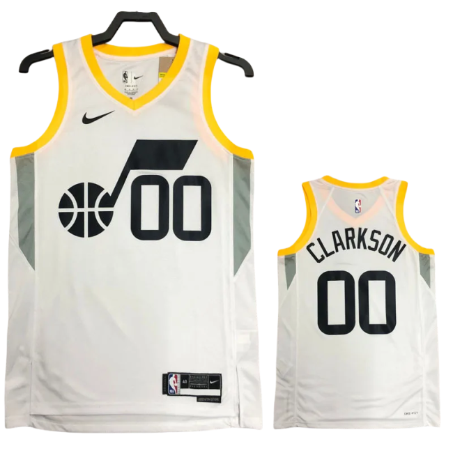 22-23 JAZZ CLARKSON #00 White Top Quality Hot Pressing NBA Jersey