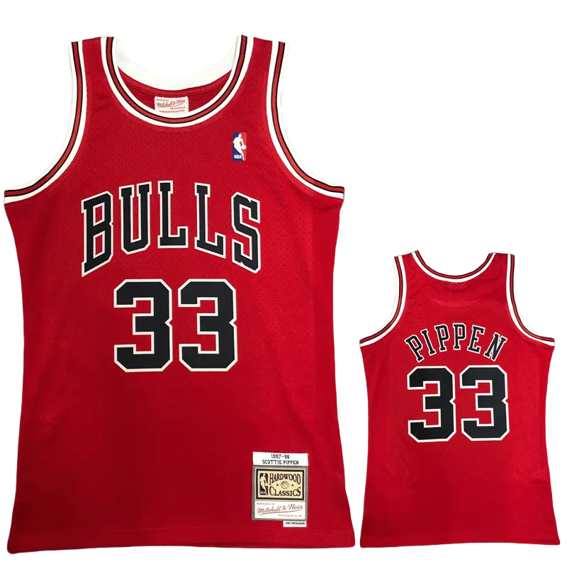 1998 BULLS PIPPEN #33 Red Retro Top Quality Hot Pressing NBA Jersey