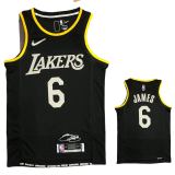LAKERS Glory version JAMES #6 Black Top Quality Hot Pressing NBA Jersey