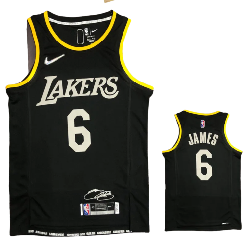 LAKERS Glory version JAMES #6 Black Top Quality Hot Pressing NBA Jersey