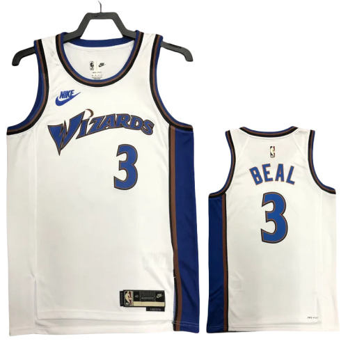 22-23 Wizards BEAL #3 White Top Quality Hot Pressing NBA Jersey (Retro Logo)