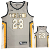 2018 Cleveland Cavaliers JAMES #23 Gray Top Quality Hot Pressing NBA Jersey