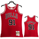 1998 BULLS RODMAN #91 Red Retro Top Quality Hot Pressing NBA Jersey