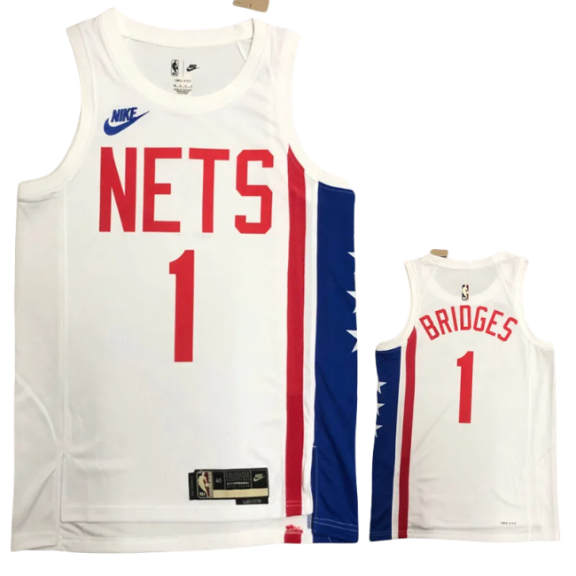NETS BRIDGES #1 White Retro Top Quality Hot Pressing NBA Jersey