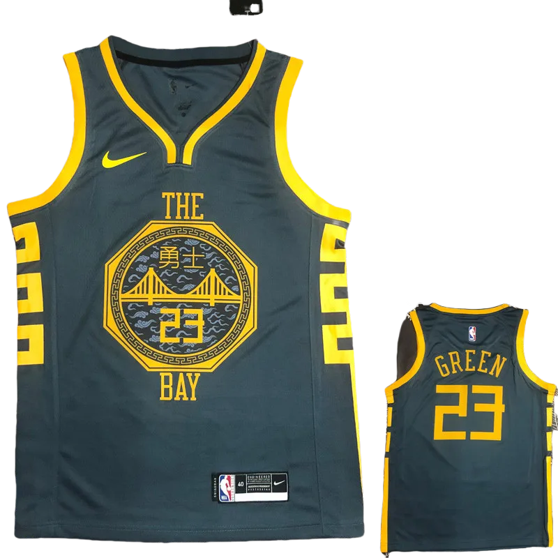 2018 WARRIORS GREEN #23 Black Gray Top Quality Hot Pressing NBA Jersey