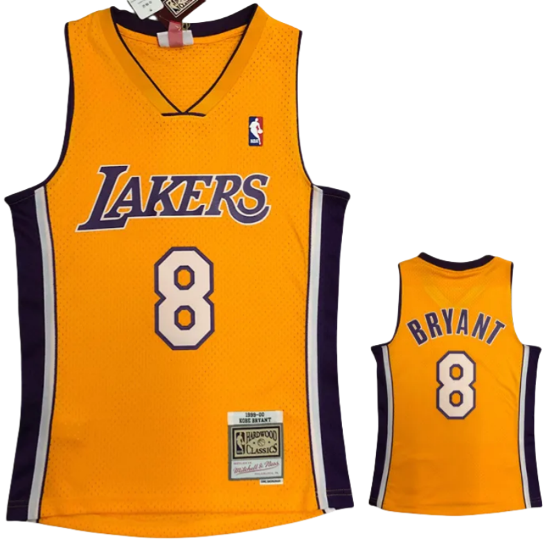 2000 LAKERS BRYANT #8 Yellow Retro Top Quality Hot Pressing NBA Jersey(V领)