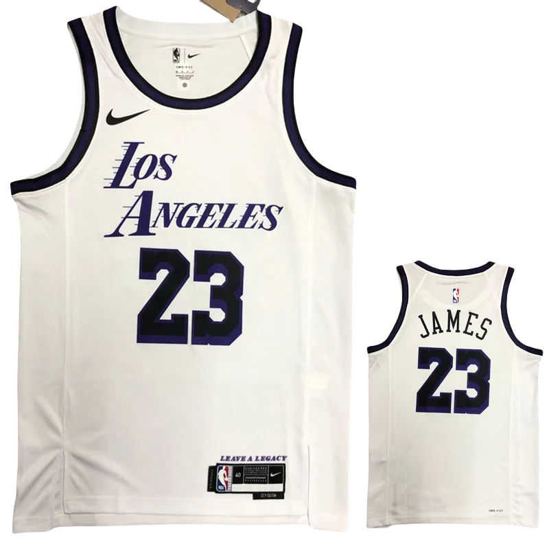 22-23 LAKERS JAMES #23 White City Edition Top Quality Hot Pressing NBA Jersey