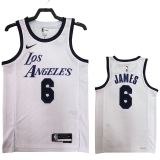 22-23 LAKERS JAMES #6 White City Edition Top Quality Hot Pressing NBA Jersey