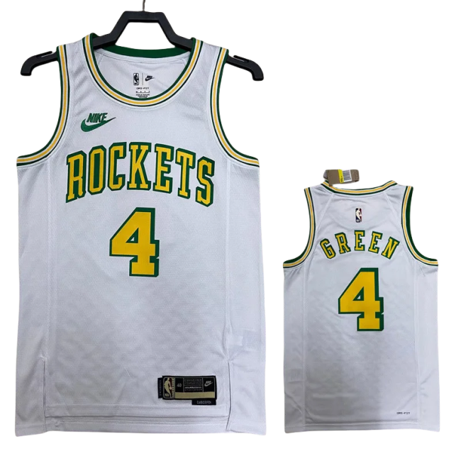 22-23 ROCKETS GREEN #4 White Top Quality Hot Pressing NBA Jersey (Retro Logo)