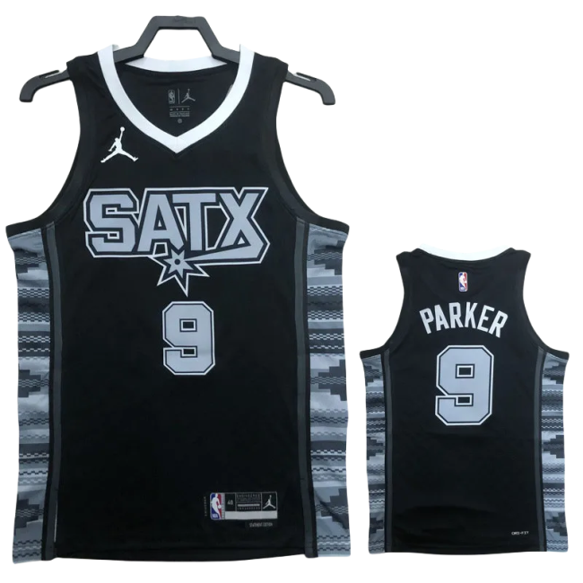 22-23 SA Spurs PARKER #9 Black Top Quality Hot Pressing NBA Jersey (Trapeze Edition)