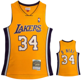 2000 LAKERS O‘NEAL #34 Yellow Retro Top Quality Hot Pressing NBA Jersey