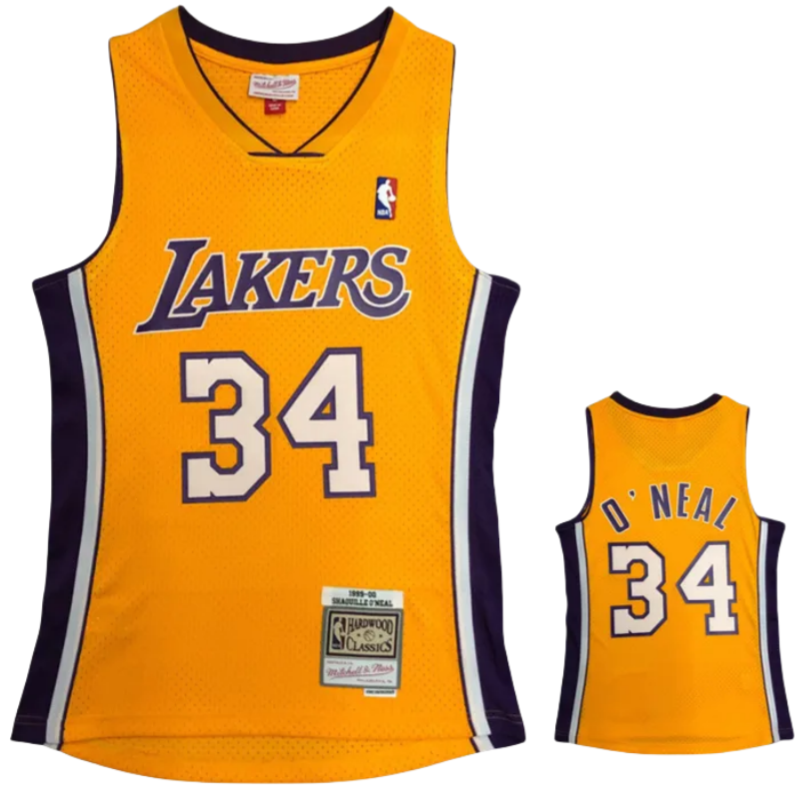 2000 LAKERS O‘NEAL #34 Yellow Retro Top Quality Hot Pressing NBA Jersey