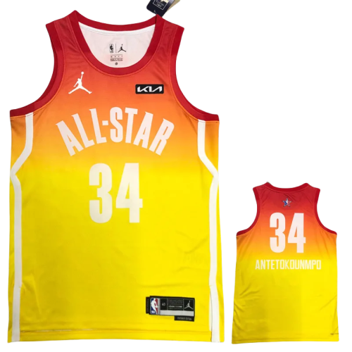 2023 ALL STAR ANTETOKOUNMPO #34 Yellow Top Quality Hot Pressing NBA Jersey