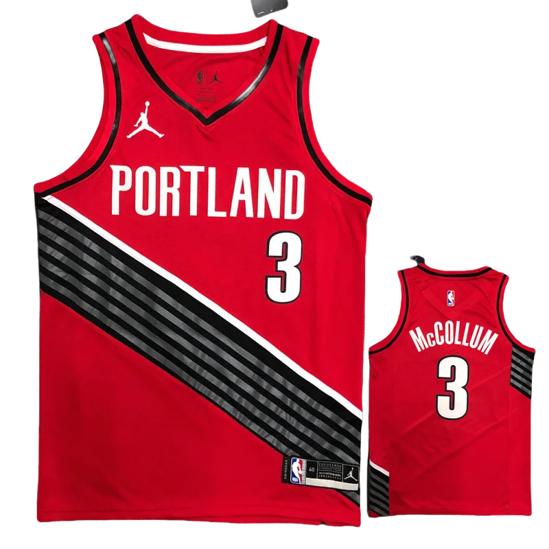 Trail Blazers McCOLLUM #３Red Trapeze Edition Top Quality Hot Pressing NBA Jersey