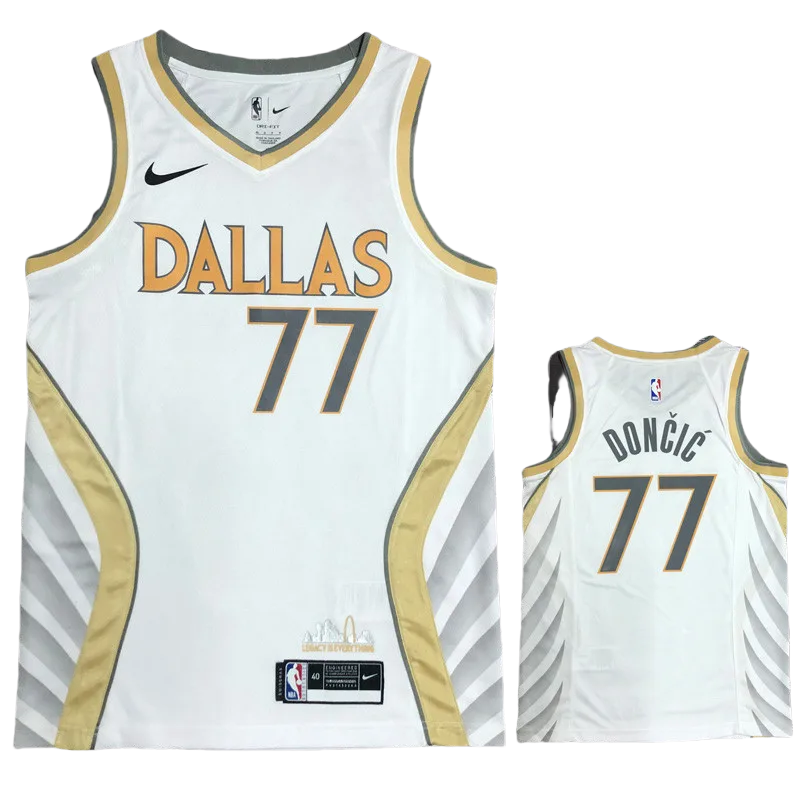 Dallas Maverick DONCIC #77 White 75th Anniversary Top Quality Hot Pressing NBA Jersey