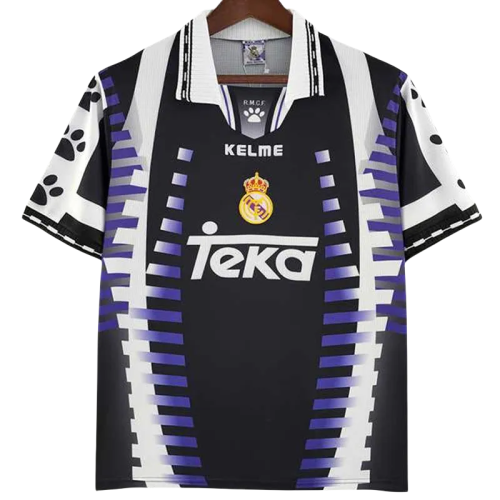 1997-1998  Real Madrid  Away Black Retro Soccer Jersey