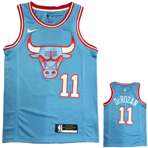 BULLS DEROZAN #11 Blue Top Quality Hot Pressing NBA Jersey