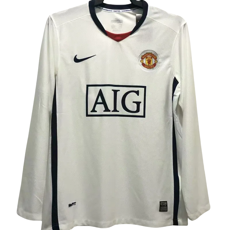 2008-2009 Man Utd Away Long Sleeve Retro Soccer Jersey