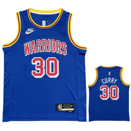 Warriors CURRY #30 Blue 75th Anniversary Retro NBA Jersey