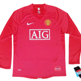 2007-2008 Man Utd Home Long sleeve Retro soccer jersey