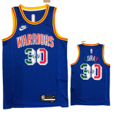 Warriors CURRY #30 'Mexico' Blue 75th Anniversary Retro Top Quality Hot Pressing NBA Jersey