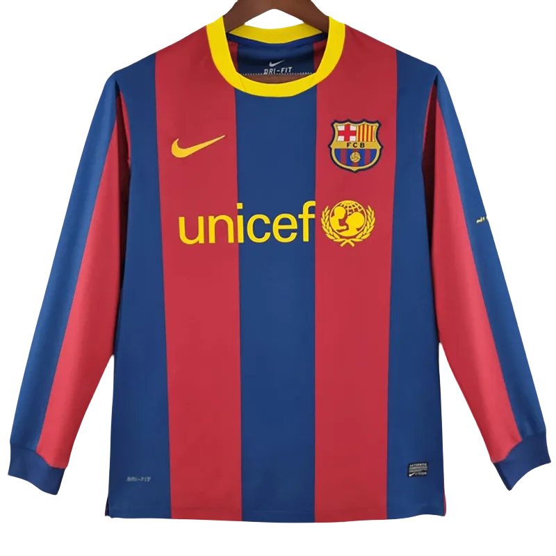 2010-2011 Mens Barcelona Home Retro Long Sleeve Soccer Jersey