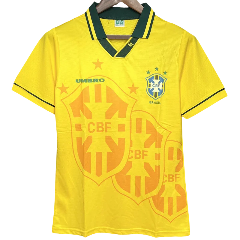 1993-1994 Brazil Home Yellow Retro Soccer Jersey