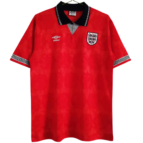 1990 England Away Red Retro Soccer Jersey