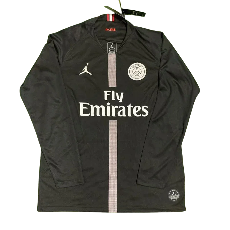 2018-2019 PSG Paris Jordan Black Long Sleeve Retro Soccer Jersey