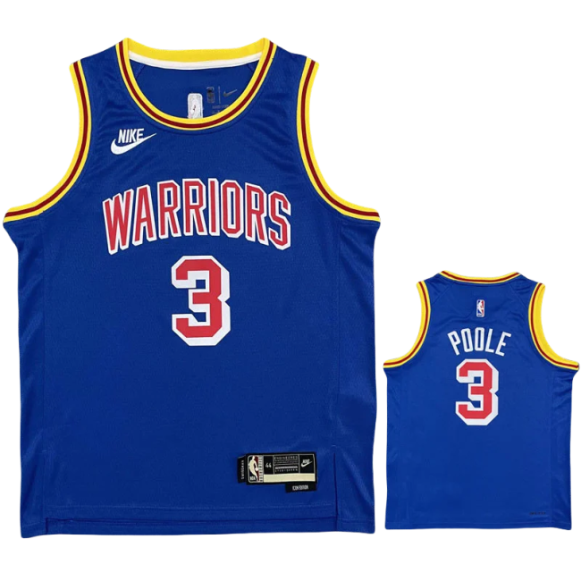 Warriors POOLE #3 Blue 75th Anniversary Retro NBA Jersey