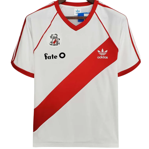 1986 River Plate White Retro Soccer Jersey